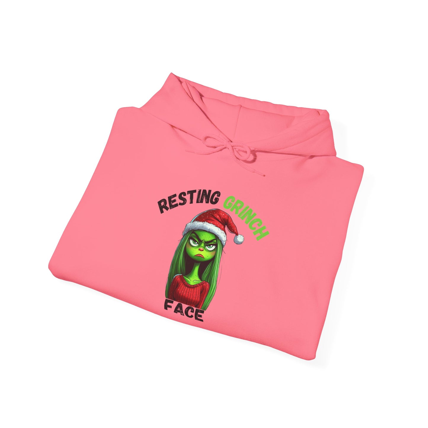 "Resting Grinch Face" Hoodie – Funny Christmas Hoodie in Black & Green Text for Holiday Season