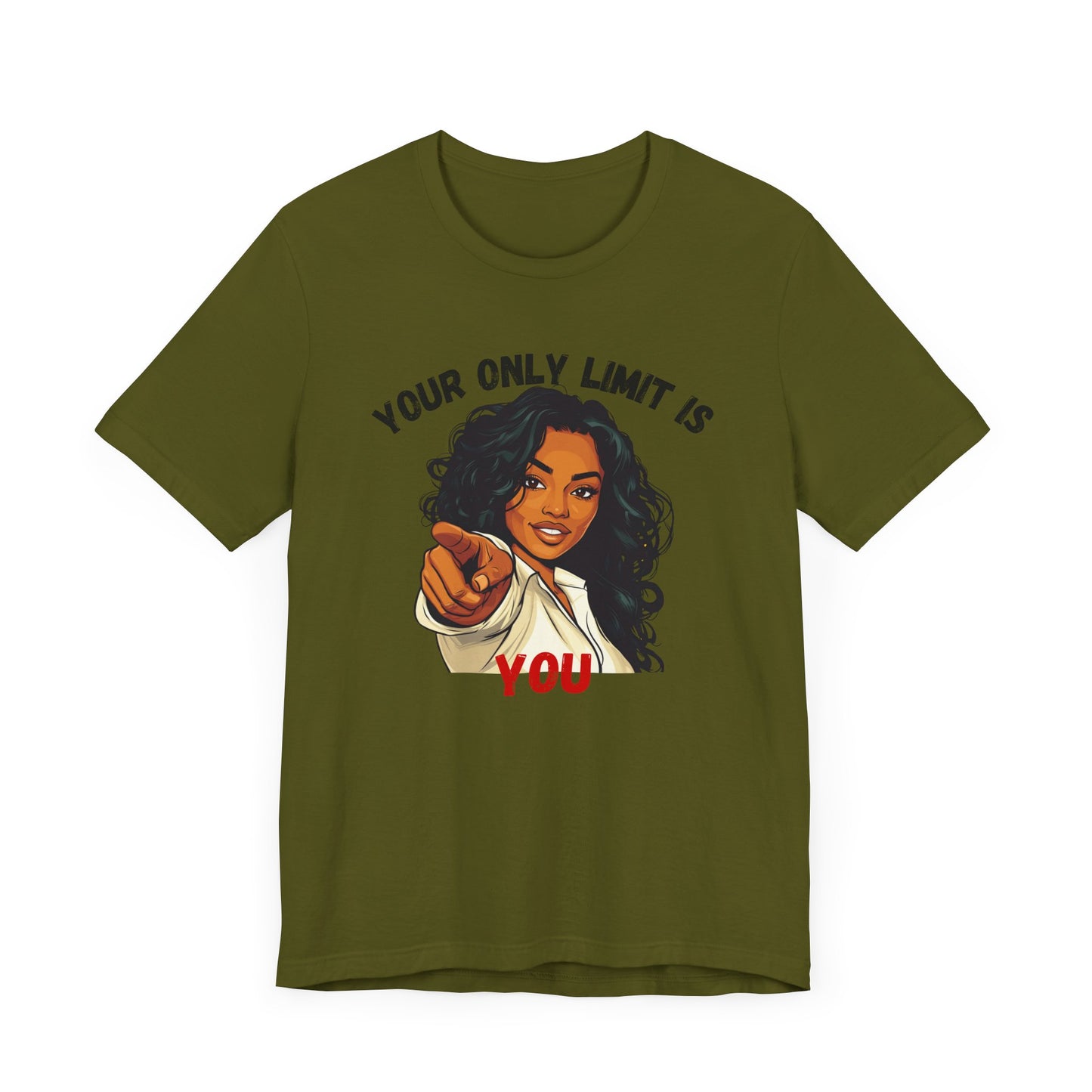 "Your Only Limit Is You" Inspirational Shirt – Motivational Tee in Black & Red Text