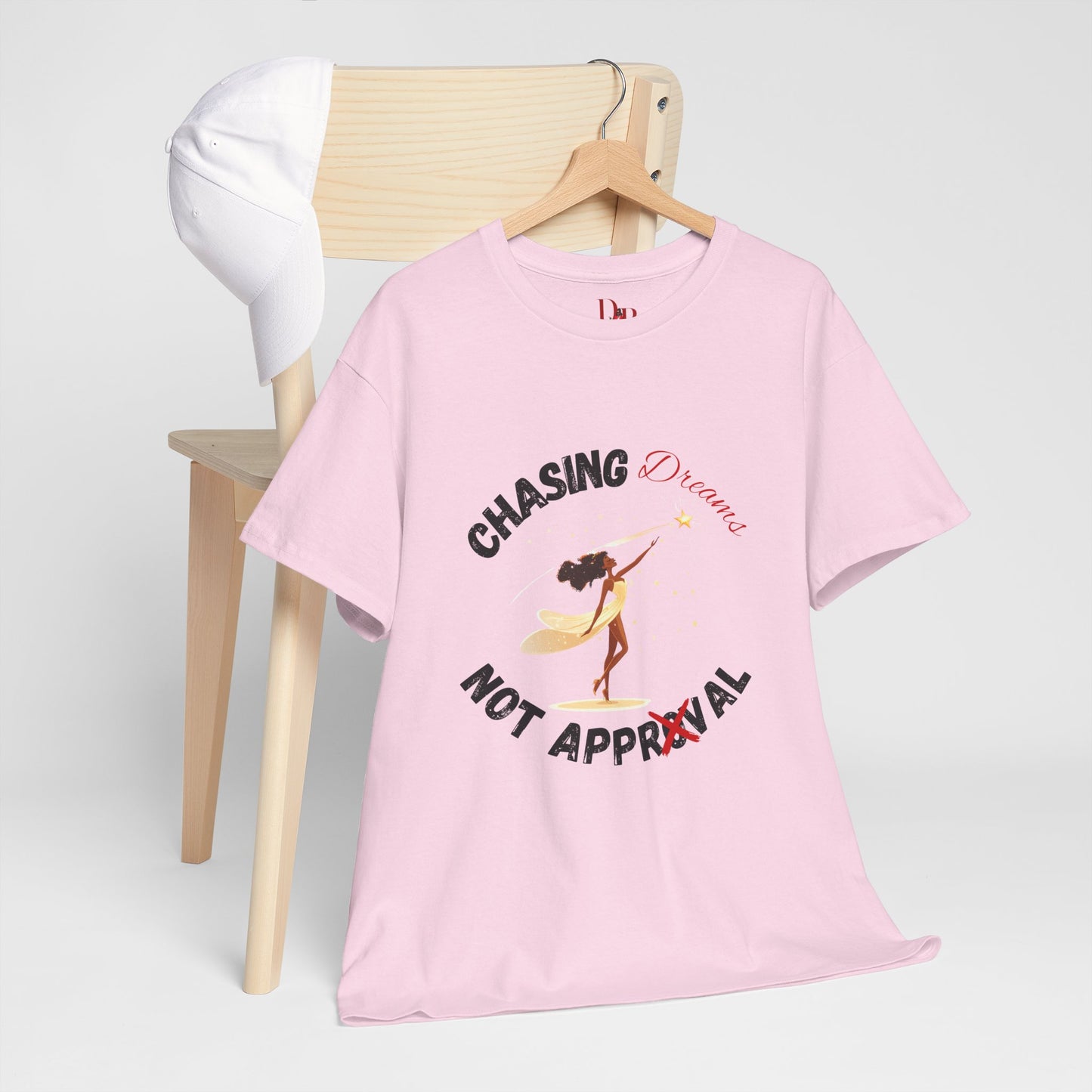 "Chasing Dreams Not Approval" Inspirational Shirt – Motivational Tee in Black & Red Text