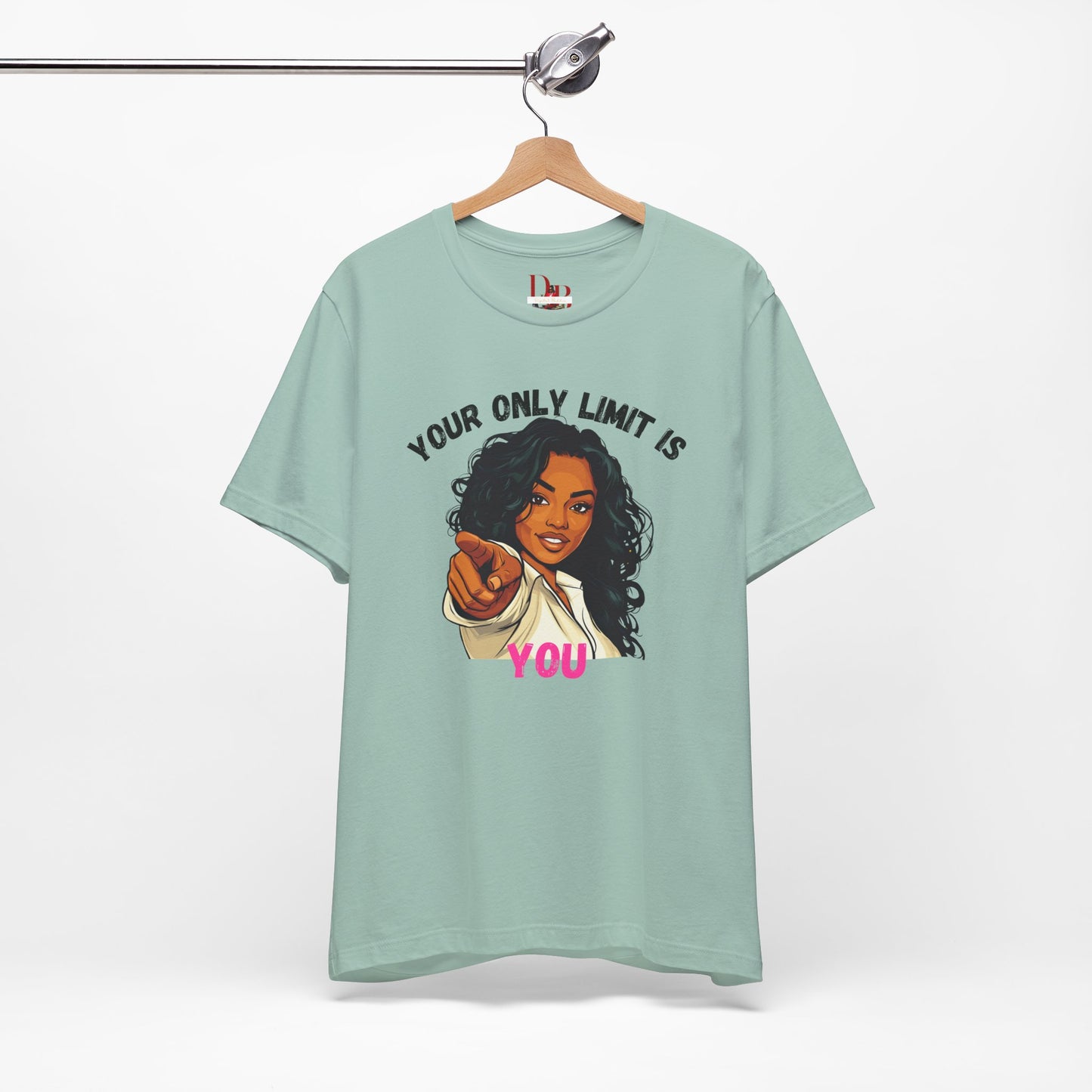 "Your Only Limit Is You" Inspirational Shirt – Motivational Tee in Black & Pink