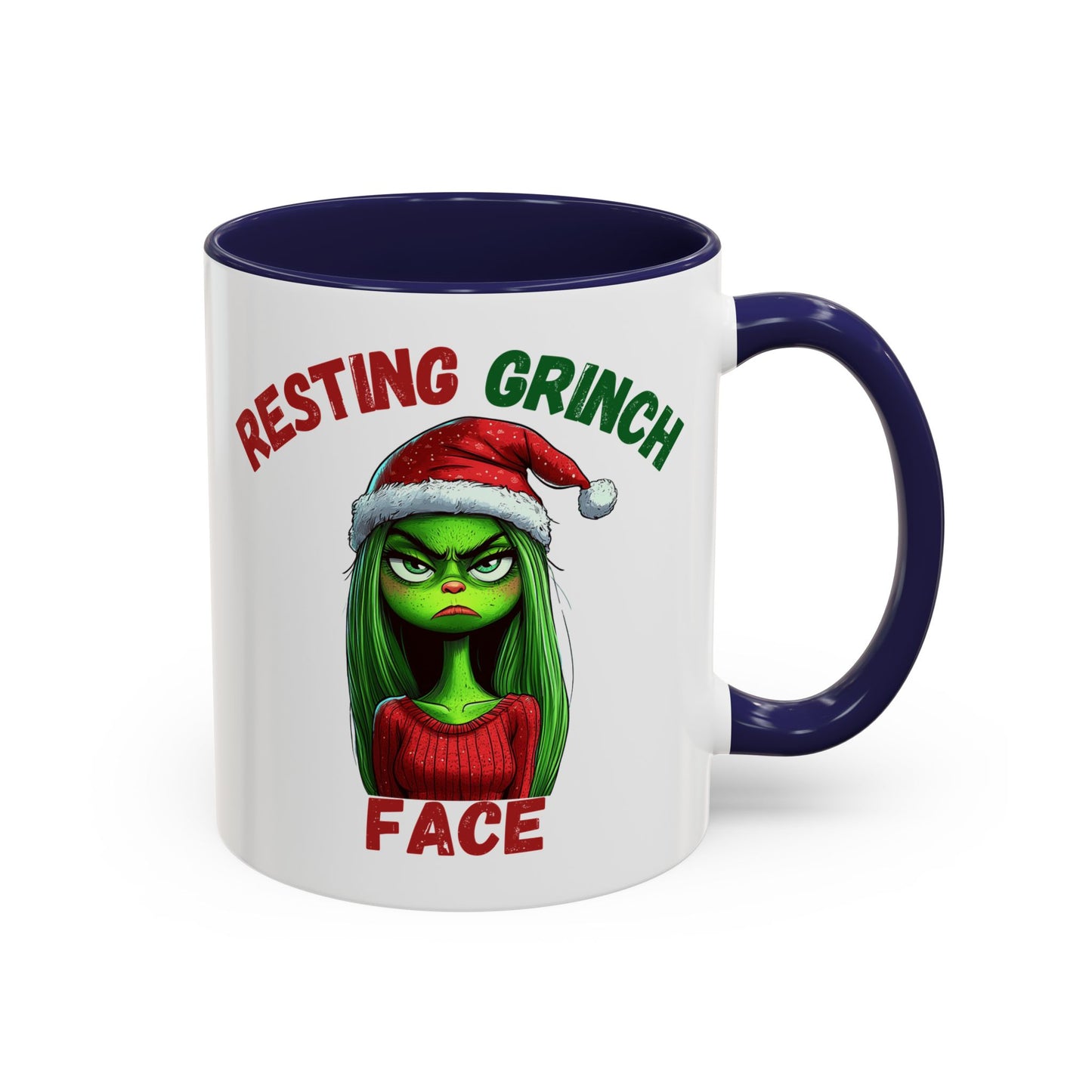 "Resting Grinch Face" Christmas Mug – Funny Holiday Coffee Cup in Red & Green (11, 15oz)