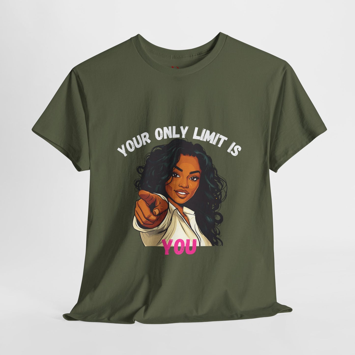 "Your Only Limit Is You" Inspirational Shirt – Motivational Tee in White & Pink Text