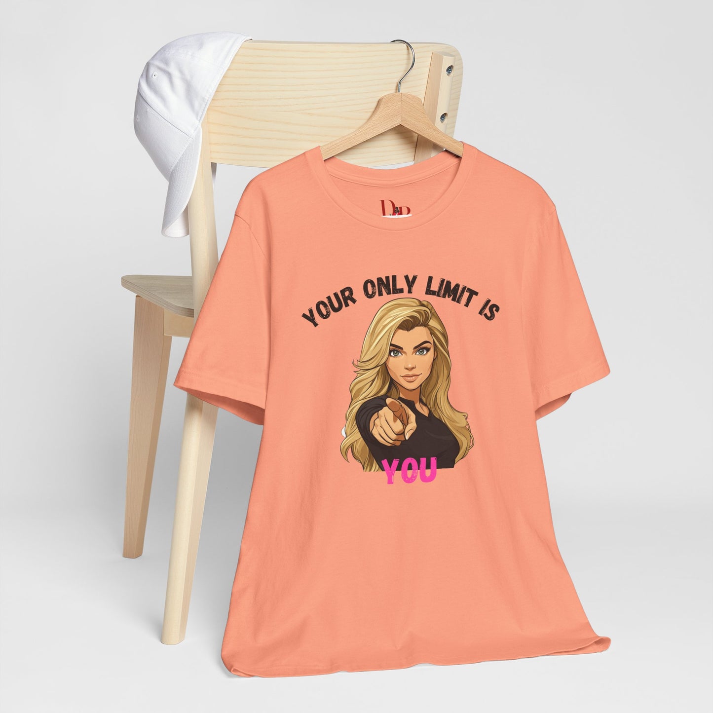"Your Only Limit Is You" Inspirational Shirt B – Motivational Tee in Black & Pink