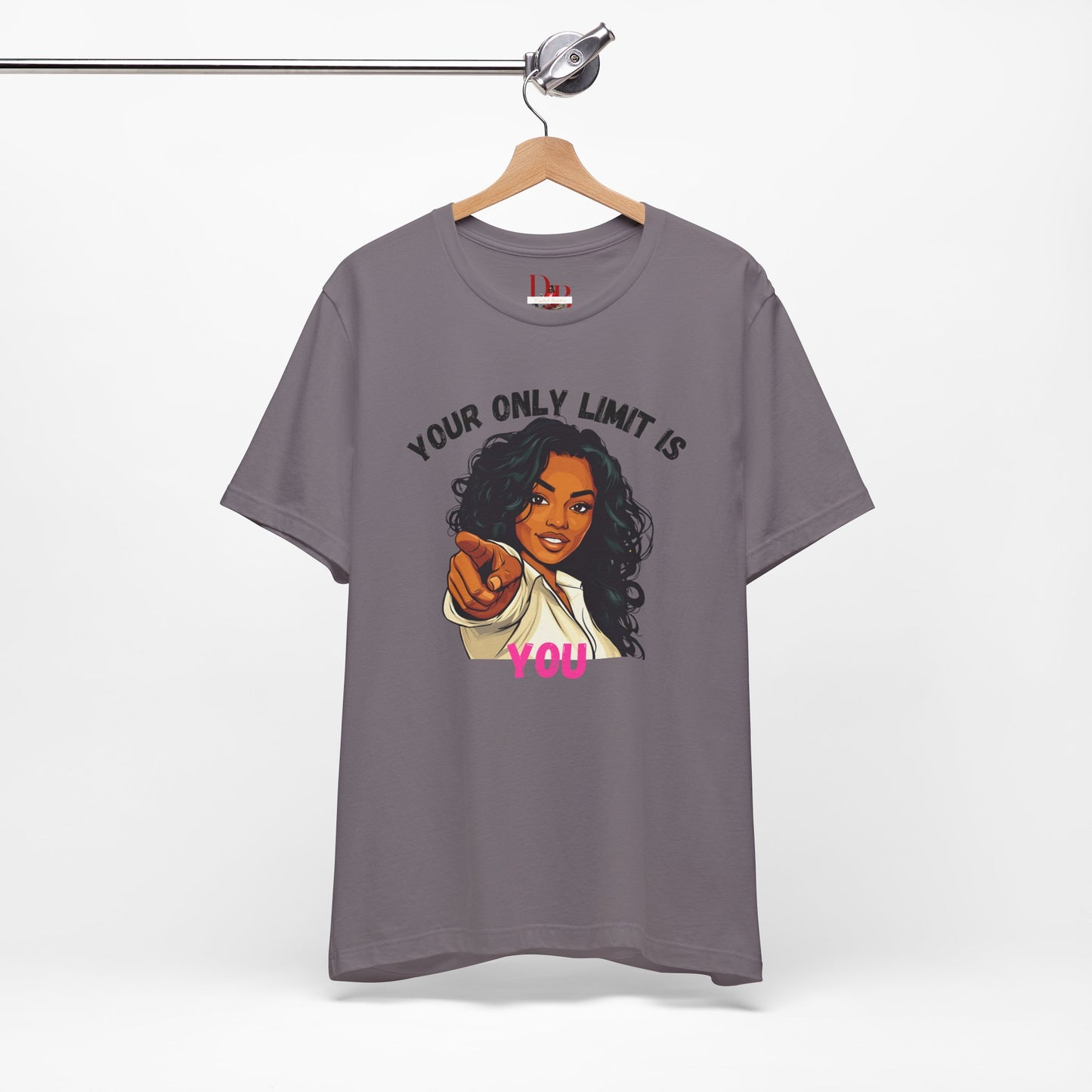 "Your Only Limit Is You" Inspirational Shirt – Motivational Tee in Black & Pink
