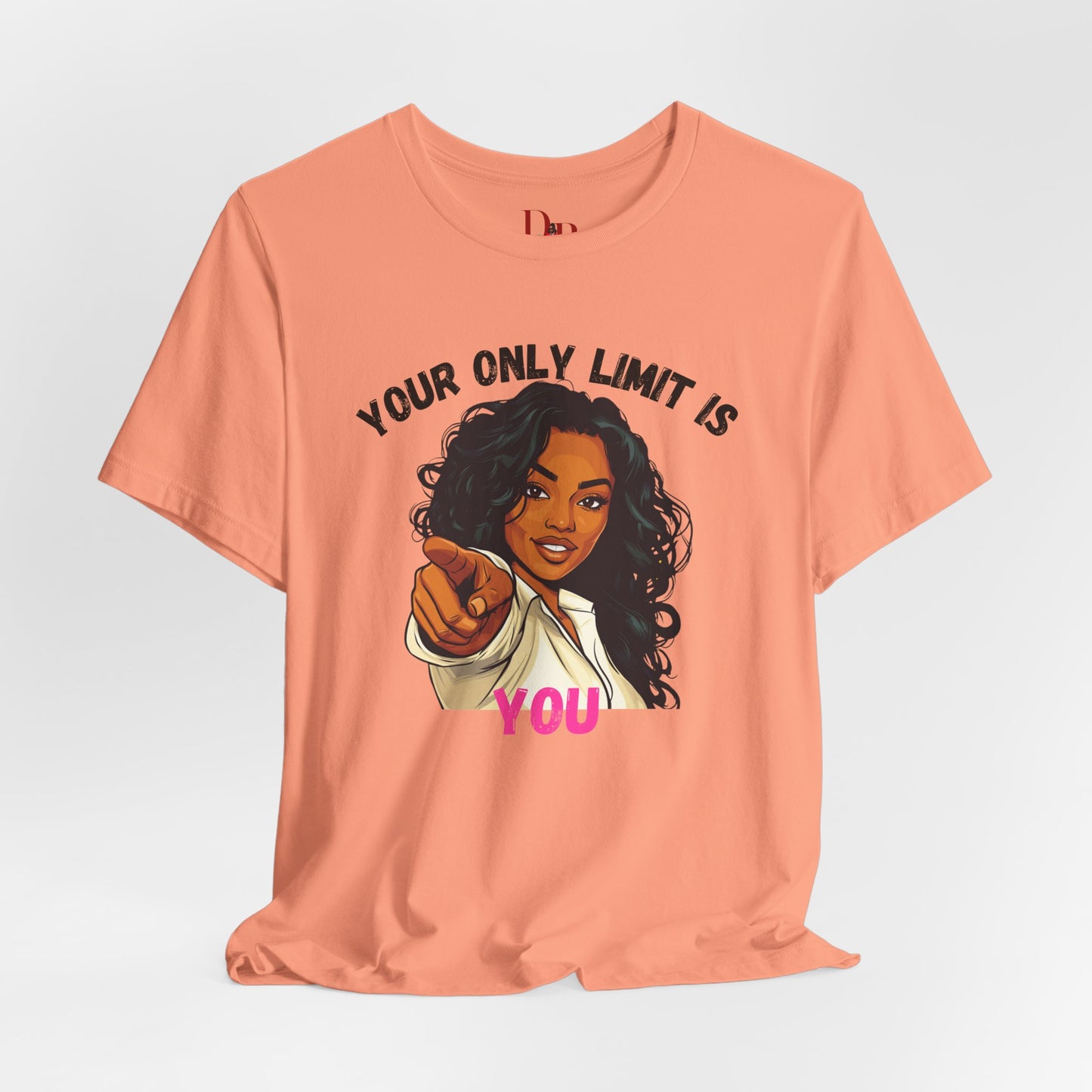 "Your Only Limit Is You" Inspirational Shirt – Motivational Tee in Black & Pink