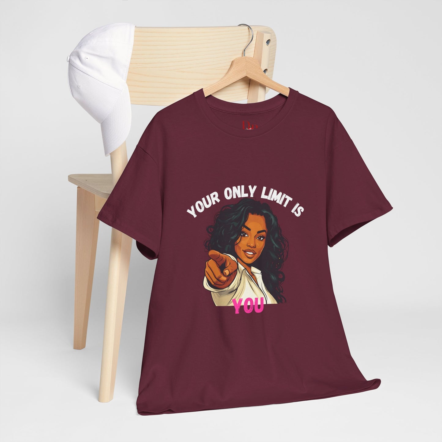 "Your Only Limit Is You" Inspirational Shirt – Motivational Tee in White & Pink Text
