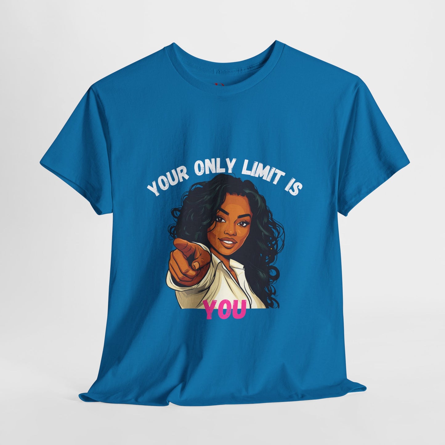 "Your Only Limit Is You" Inspirational Shirt – Motivational Tee in White & Pink Text