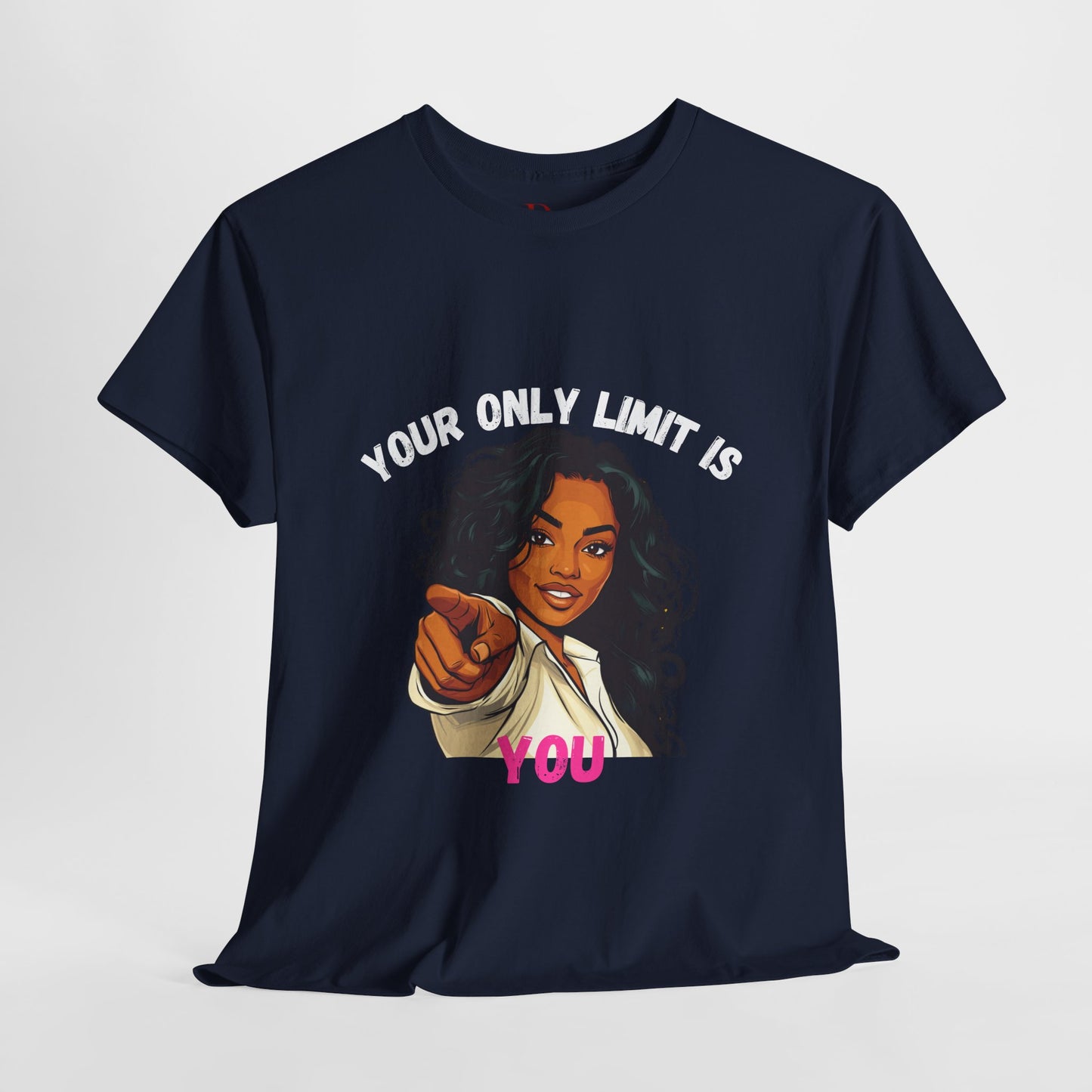 "Your Only Limit Is You" Inspirational Shirt – Motivational Tee in White & Pink Text