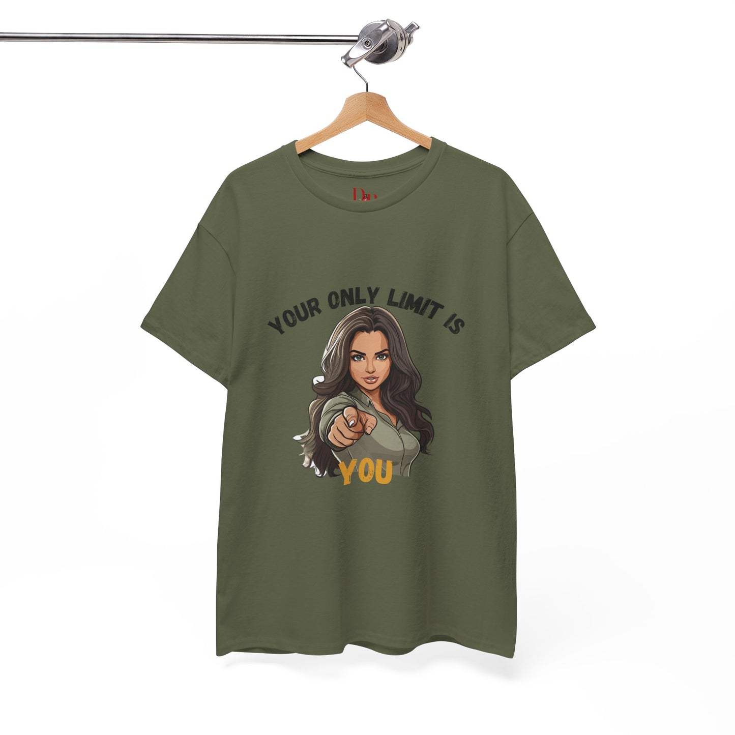 "Your Only Limit Is You" Inspirational Shirt – Motivational Tee in Black & Gold Text