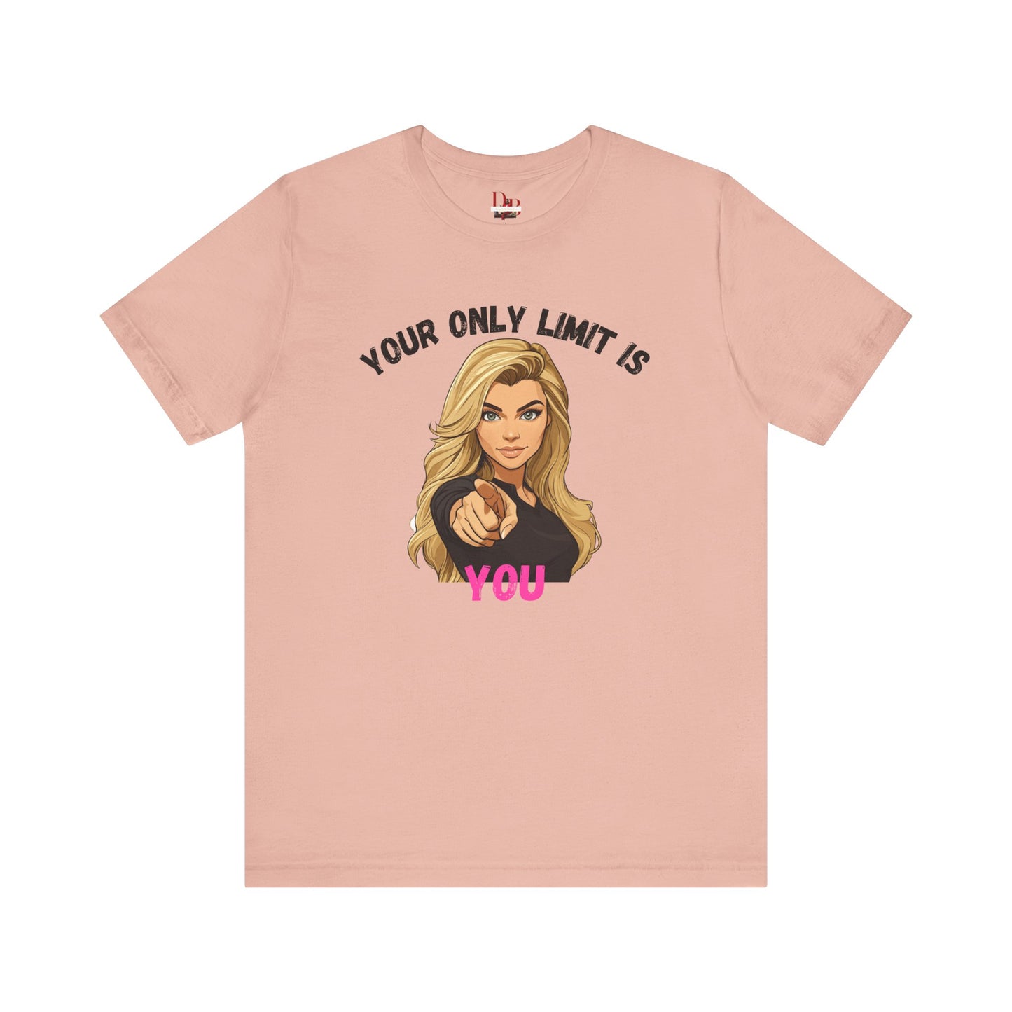 "Your Only Limit Is You" Inspirational Shirt B – Motivational Tee in Black & Pink