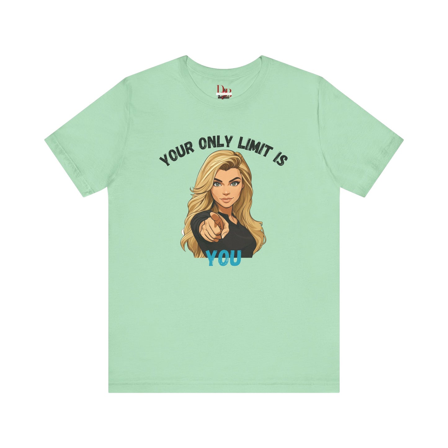 "Your Only Limit Is You" Inspirational Shirt B – Motivational Tee in Black & Blue