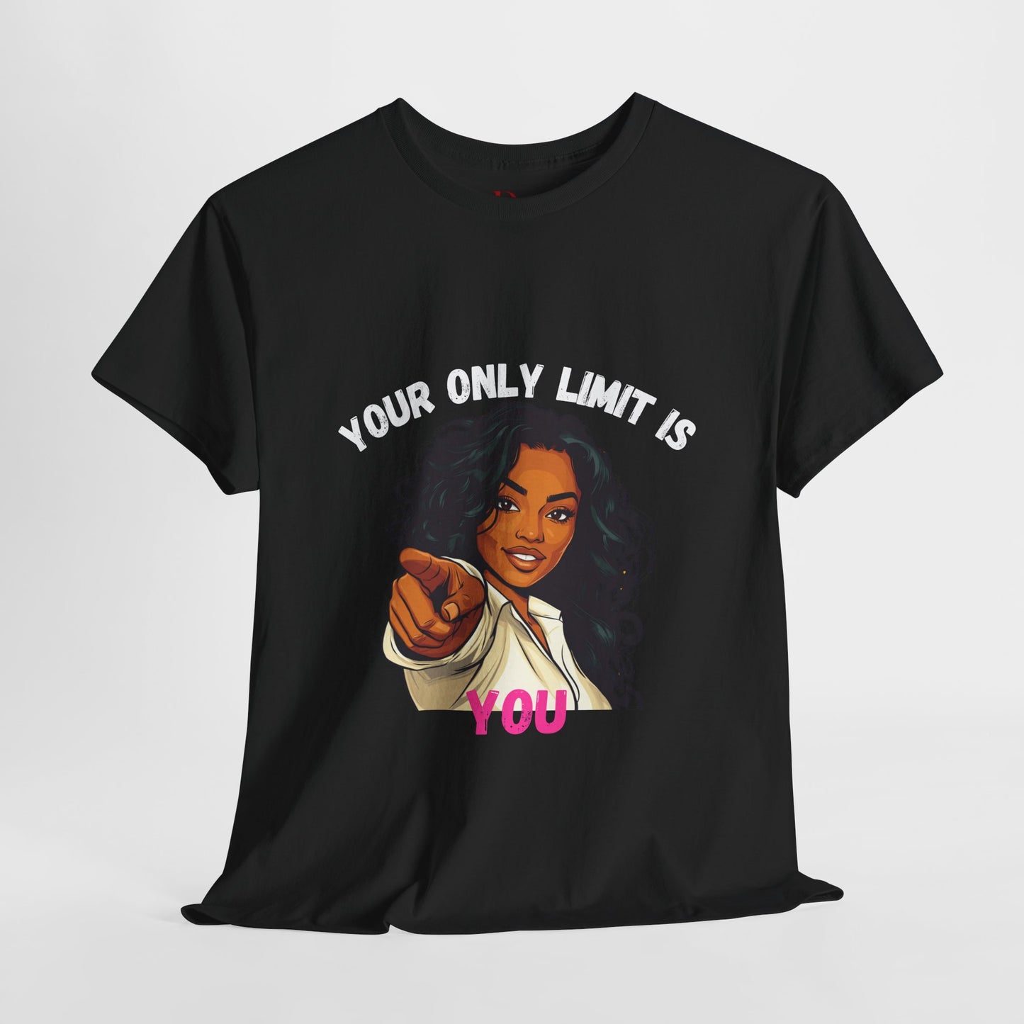 "Your Only Limit Is You" Inspirational Shirt – Motivational Tee in White & Pink Text