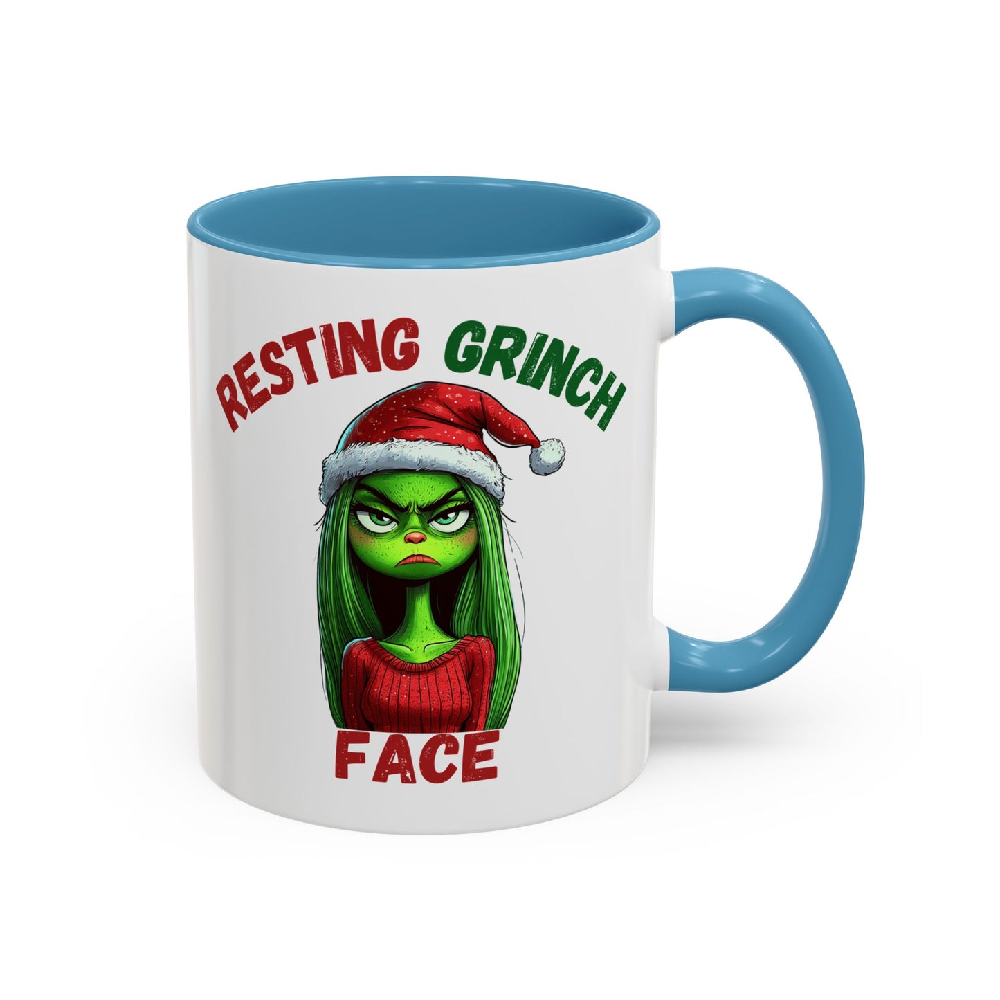 "Resting Grinch Face" Christmas Mug – Funny Holiday Coffee Cup in Red & Green (11, 15oz)