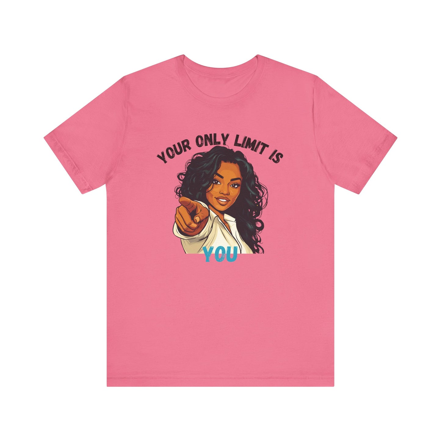 "Your Only Limit Is You" Inspirational Shirt – Motivational Tee in Black & Blue Text