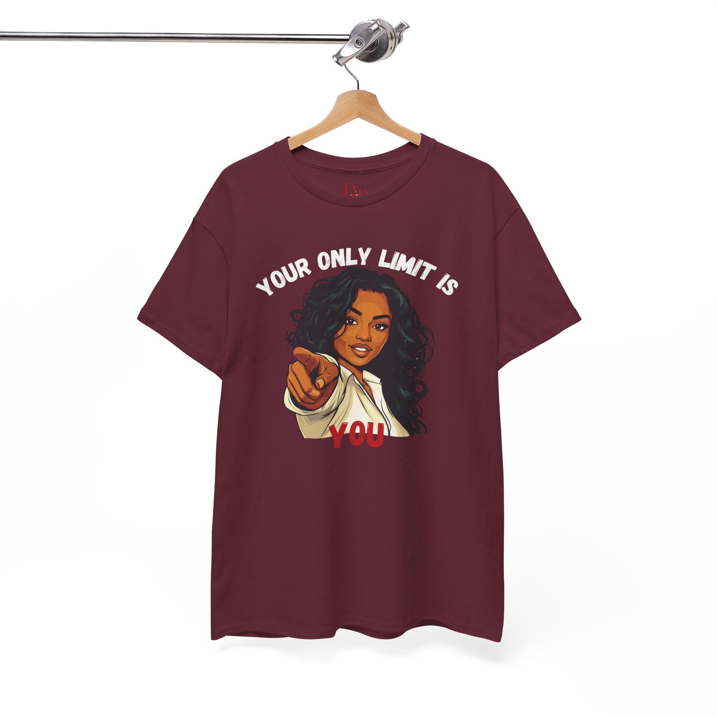 "Your Only Limit Is You" Inspirational Shirt – Motivational Tee in White & Red Text