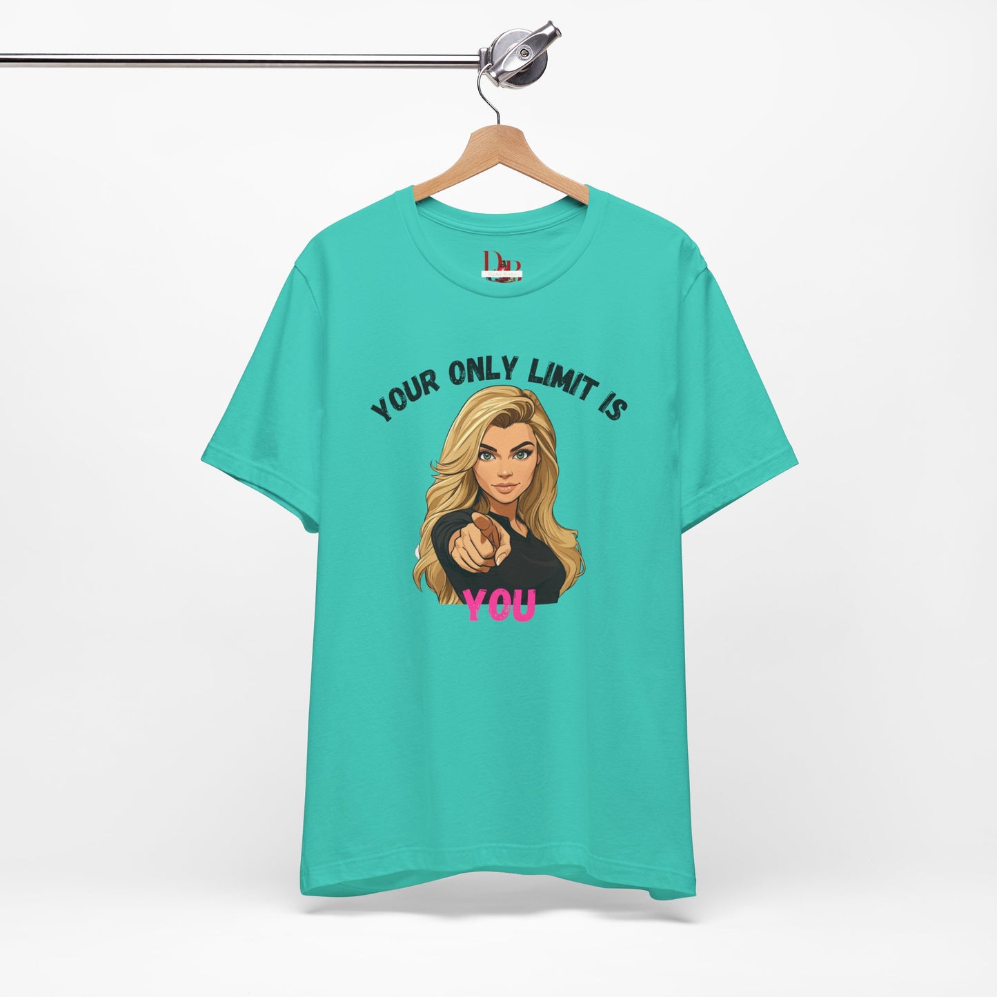 "Your Only Limit Is You" Inspirational Shirt B – Motivational Tee in Black & Pink