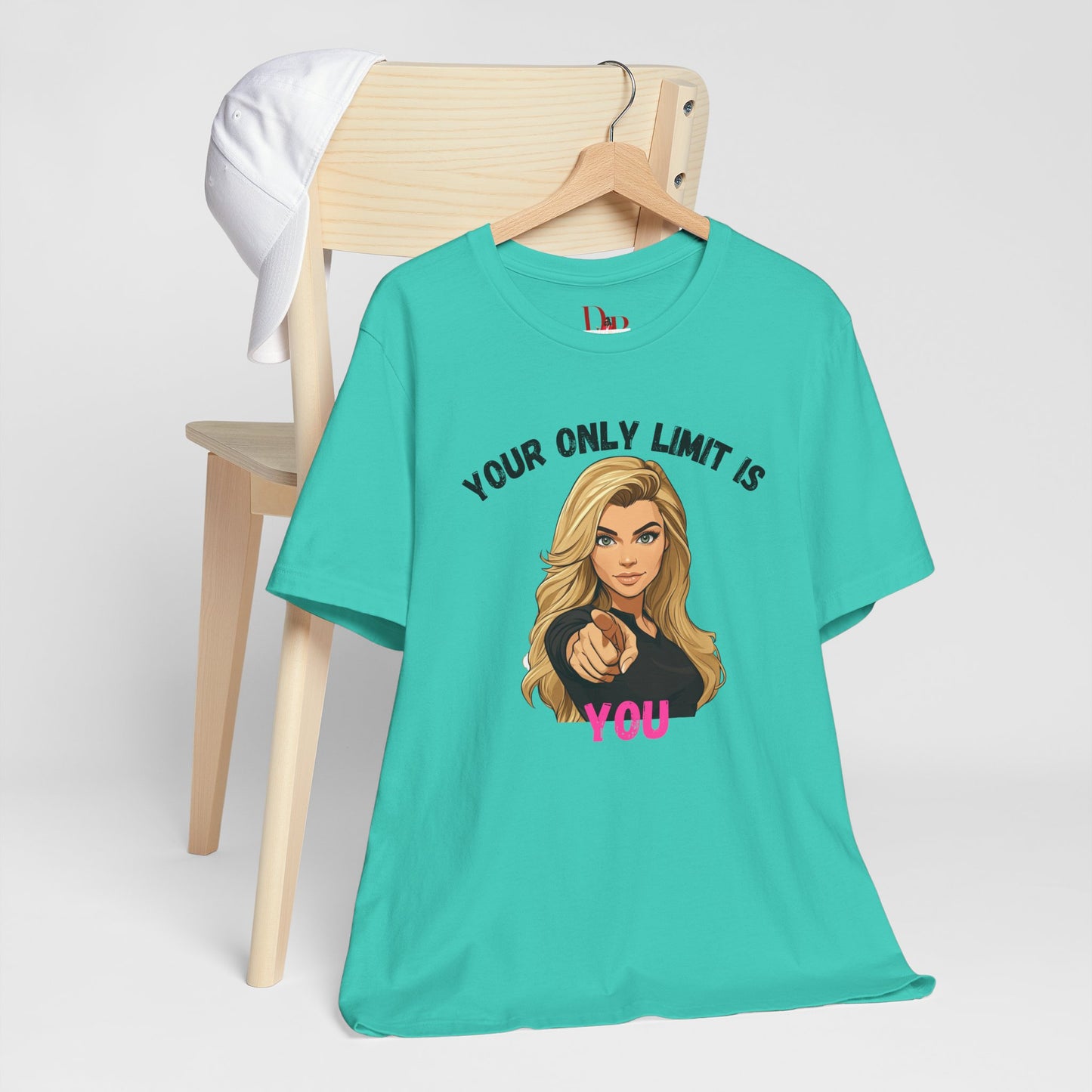 "Your Only Limit Is You" Inspirational Shirt B – Motivational Tee in Black & Pink
