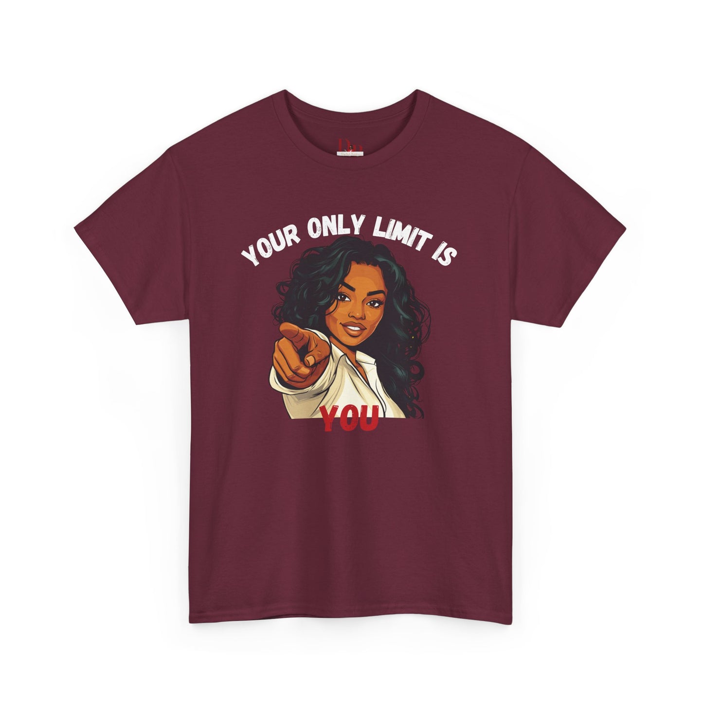 "Your Only Limit Is You" Inspirational Shirt – Motivational Tee in White & Red Text