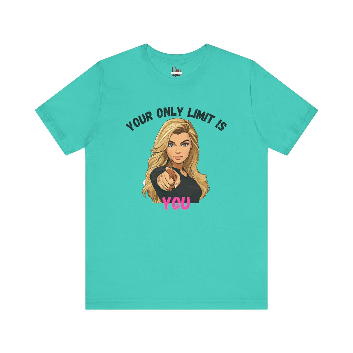 "Your Only Limit Is You" Inspirational Shirt B – Motivational Tee in Black & Pink