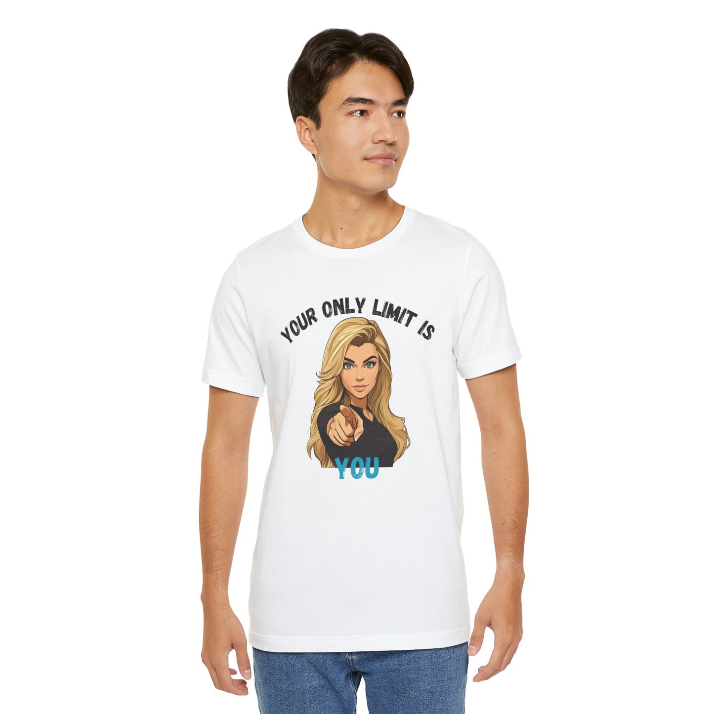 "Your Only Limit Is You" Inspirational Shirt B – Motivational Tee in Black & Blue