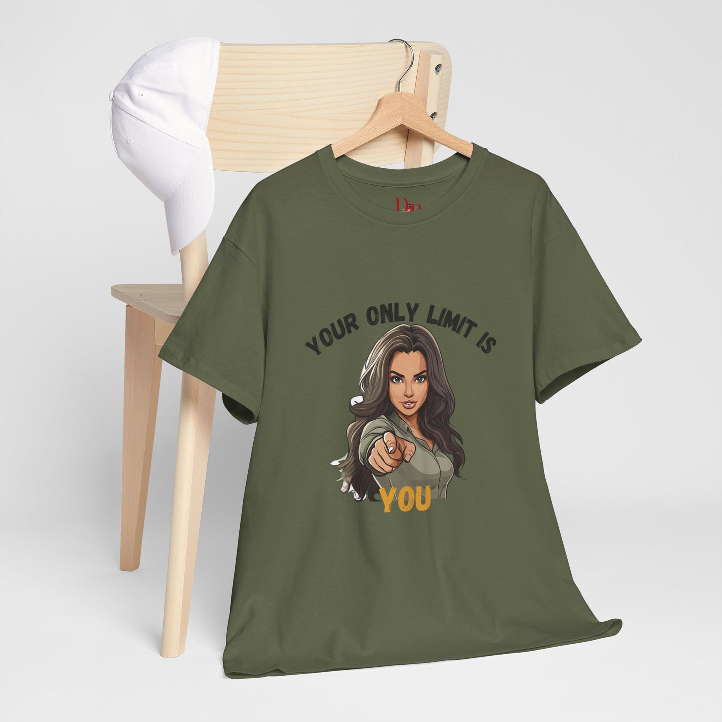 "Your Only Limit Is You" Inspirational Shirt – Motivational Tee in Black & Gold Text