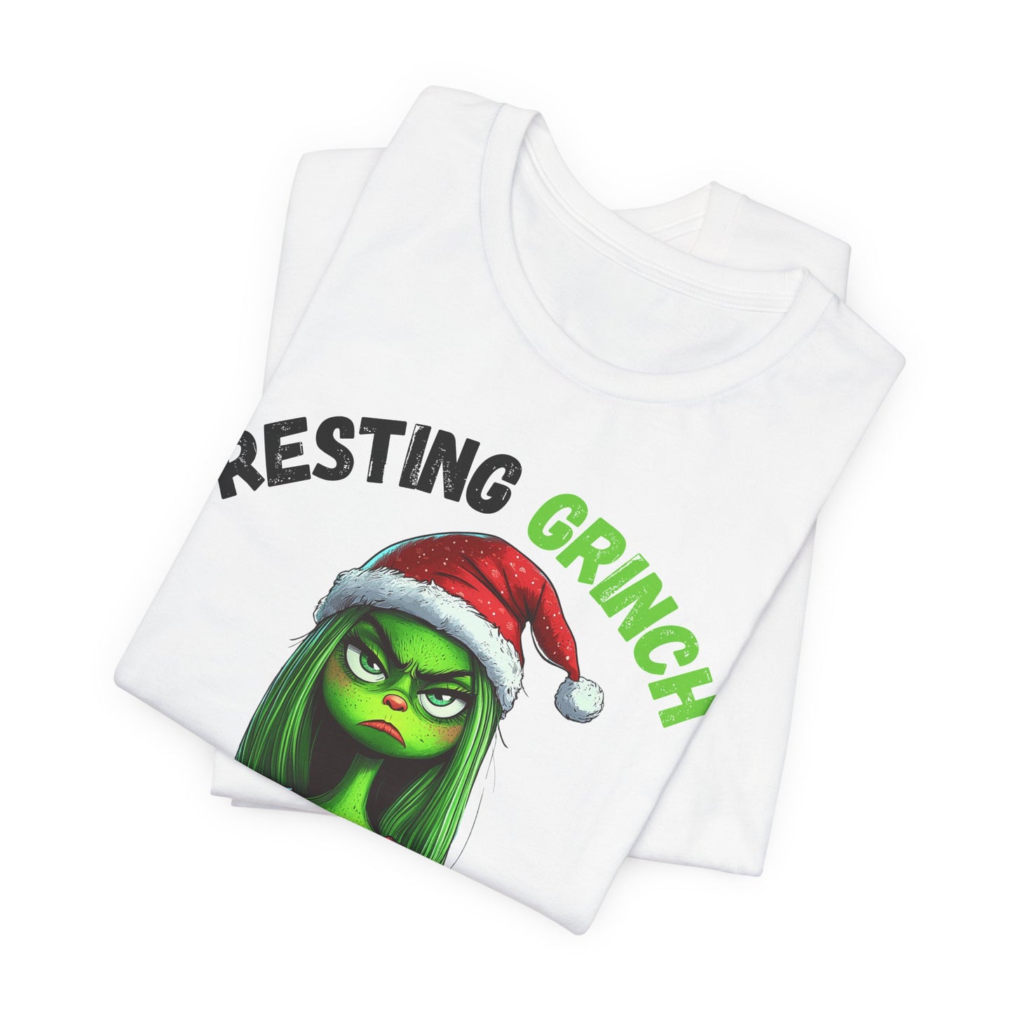 "Resting Grinch Face" Holiday Shirt – Funny Christmas Tee in Black & Green