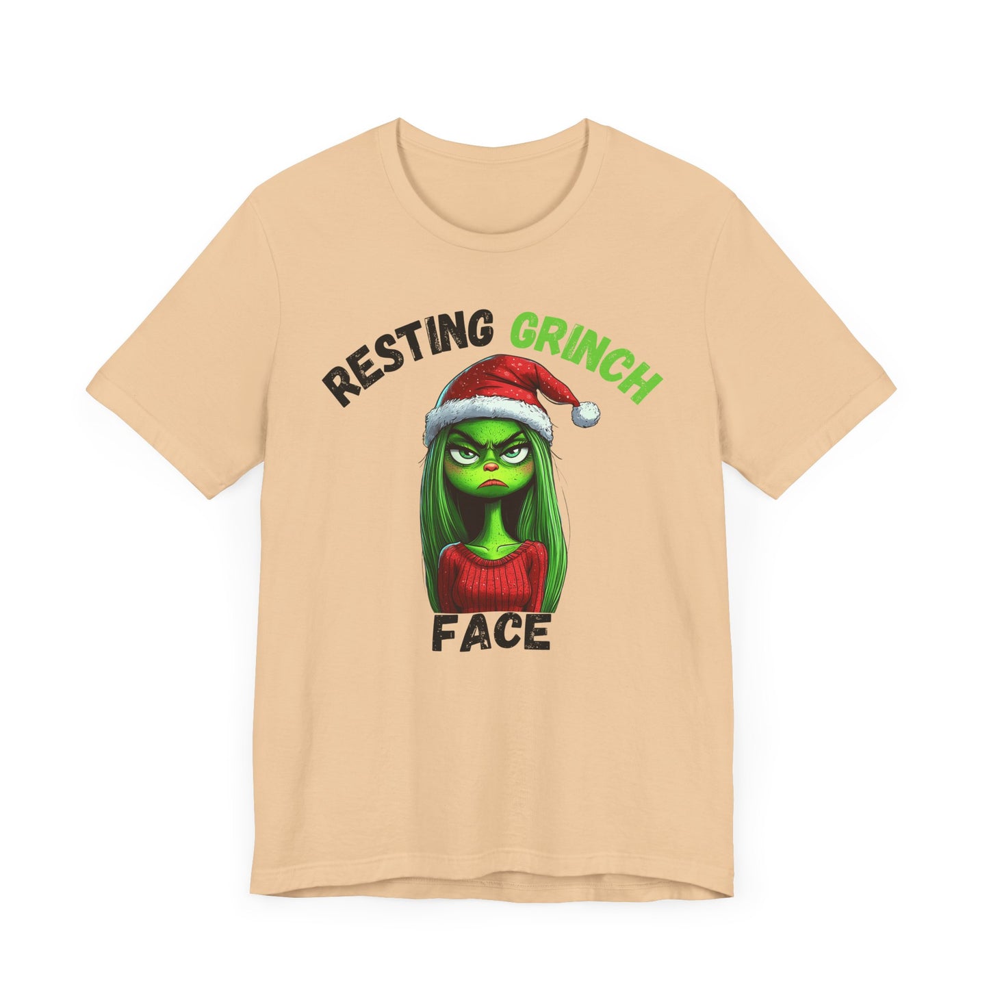 "Resting Grinch Face" Holiday Shirt – Funny Christmas Tee in Black & Green