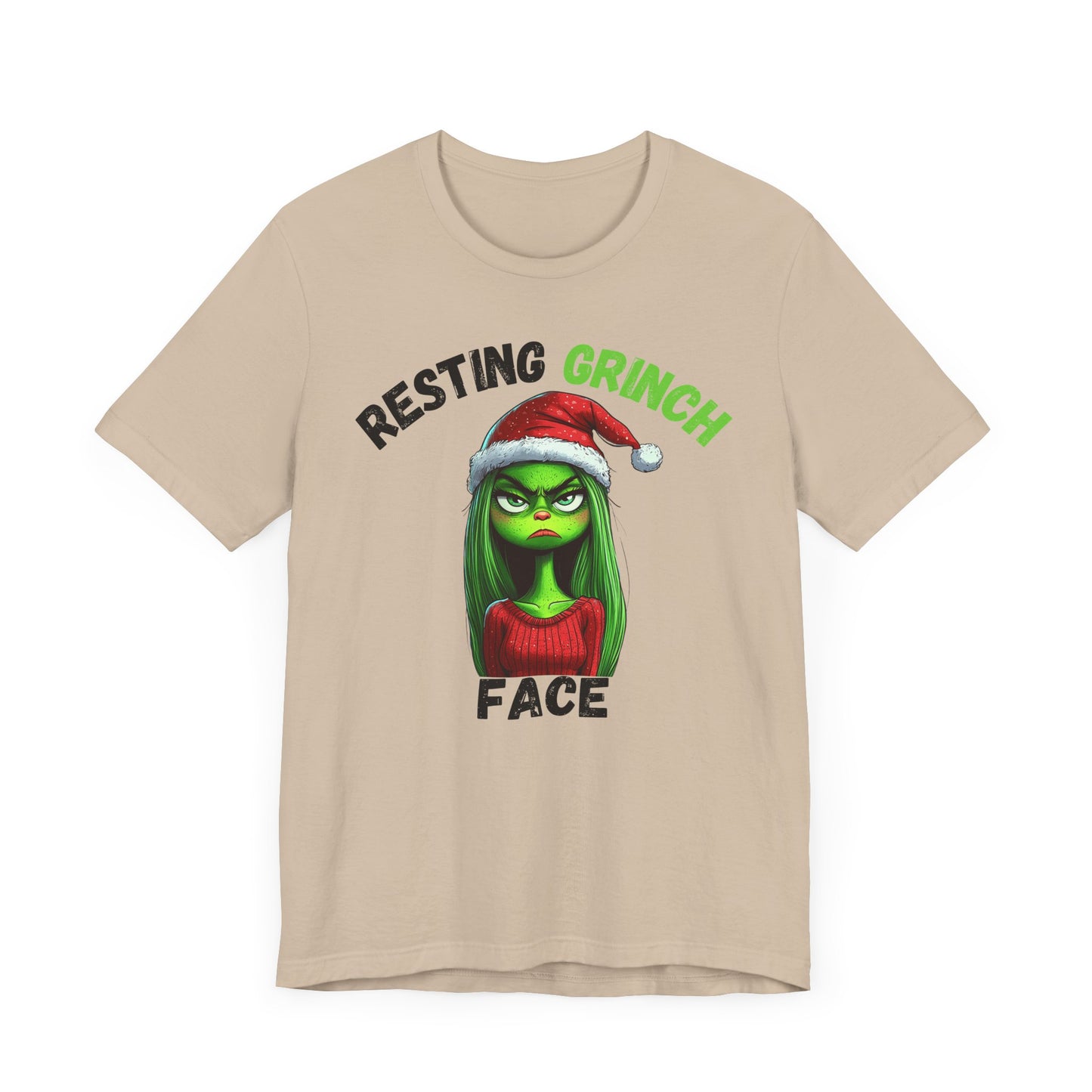 "Resting Grinch Face" Holiday Shirt – Funny Christmas Tee in Black & Green