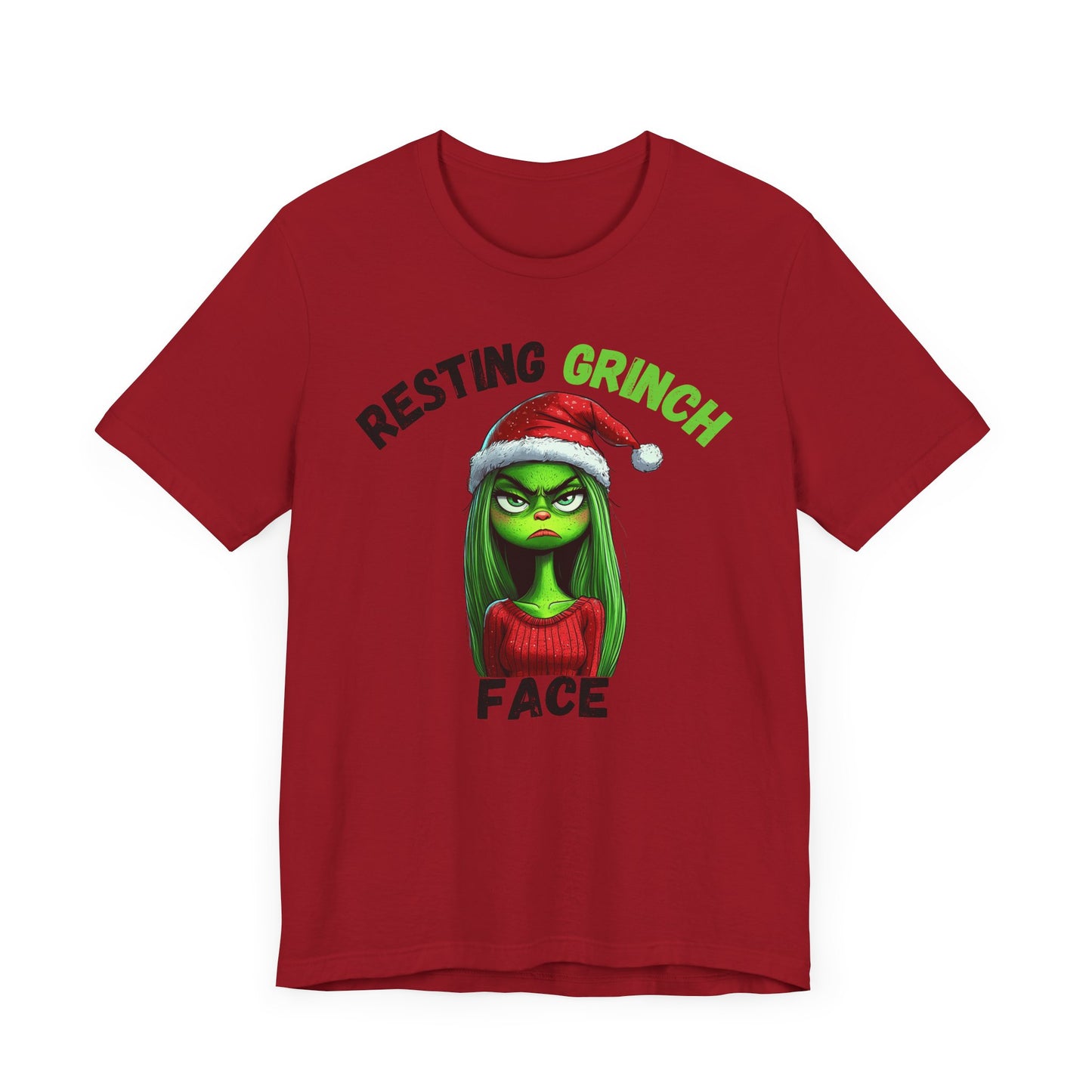 "Resting Grinch Face" Holiday Shirt – Funny Christmas Tee in Black & Green